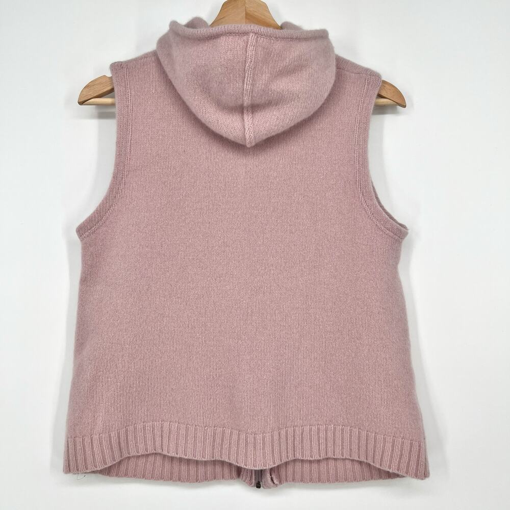 Weekend Max Mara Hooded Wool Sweater Vest Cardigan Pink Full Zip Large READ - Picture 6 of 16